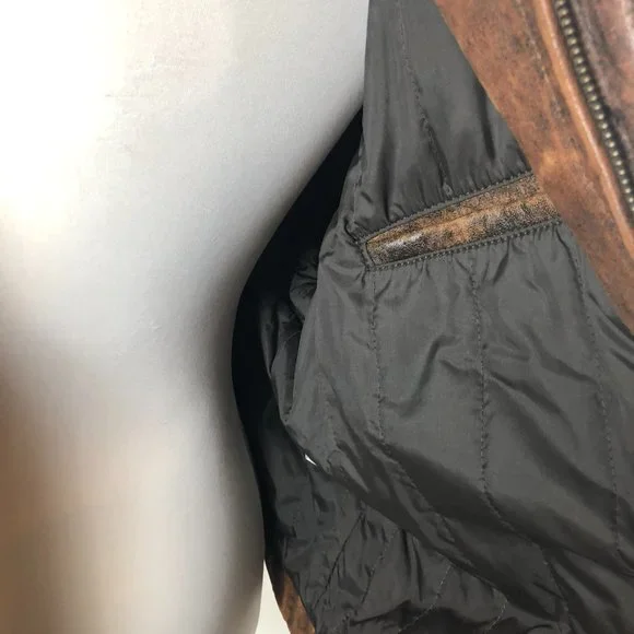 Pioneer Wear Distressed Men's Bomber Style Brown Lamb Leather Jacket Size 44 - Picture 7 of 16